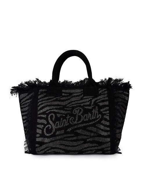 Borsa Vanity Zebra in cotone con strass Mc2 Saint Barth | VANITY ACC06735H STRASS ZEBRA 00
